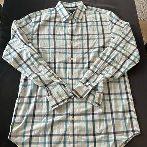 Men’s Banana Republic White and Blue Checkered Dress Shirt
